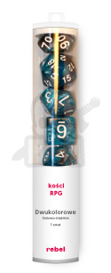 Kości RPG 7 szt. Dwukolorowe - Stalowo-błękitne K4 6 8 10 12 20 i 00-90