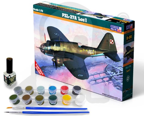 1:72 PZL P-37A Łoś I zestaw: model farby pędzelki i klej