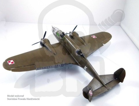 Mistercraft D-08 PZL P-37B Łoś II 1:72 + farbki 2 pędzelki klej