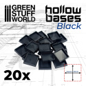 Hollow Plastic Bases Black Square 20mm