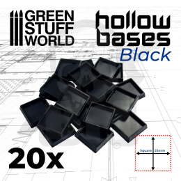 Hollow Plastic Bases Black podstawki 25x25mm 20 szt.