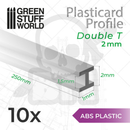 ABS Plasticard - profile DOUBLE-T 2mm 10 szt.