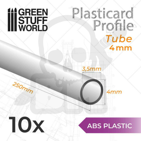 ABS Plasticard - profile TUBE 4mm 10 szt.