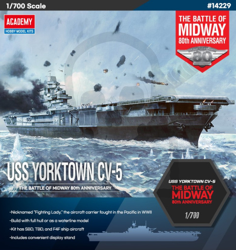 Academy 14229 USS Yorktown CV-5 Battle of Midway 1:700