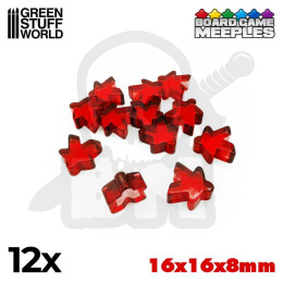 Meeples 16x16x8mm - Red - meeple czerwone 12 szt