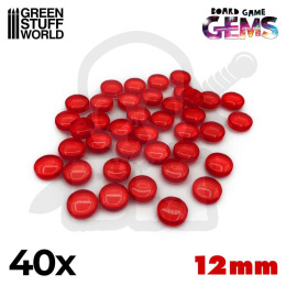 Plastic Gems 12mm - Red - 40 szt.