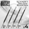 Green Stuff SILVER SERIES Kolinsky Brush Set 4szt.
