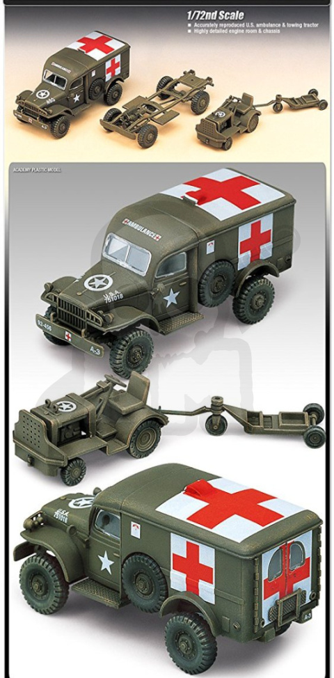 Academy 13403 U.S. Ambulance and tow tractor 1:72 Academy 13403 U.S. Ambulance and tow tractor 1:72