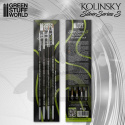 Green Stuff SILVER SERIES (Serie-S) Kolinsky Brush Set 4szt.