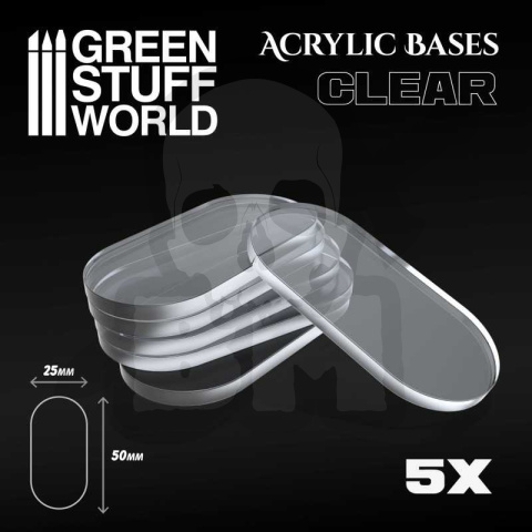 Acrylic Bases Clear Oval Pill 50x25mm podstawki pod figurki 5 szt.