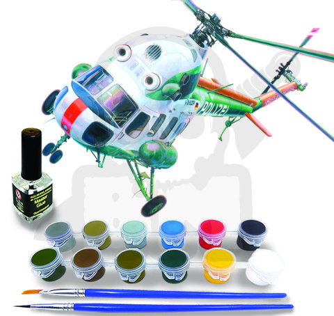 Mistercraft F-153 Starter Set Mi-2 Policja 1:48 + farbki 2 pędzelki klej