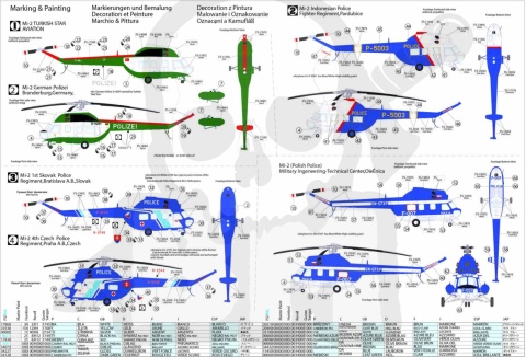 Mistercraft F-153 Starter Set Mi-2 Policja 1:48 + farbki 2 pędzelki klej