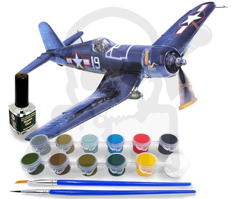 Mistercraft D-205 Starter Set F-4U-1A Corsair 1:72 + farbki 2 pędzelki klej
