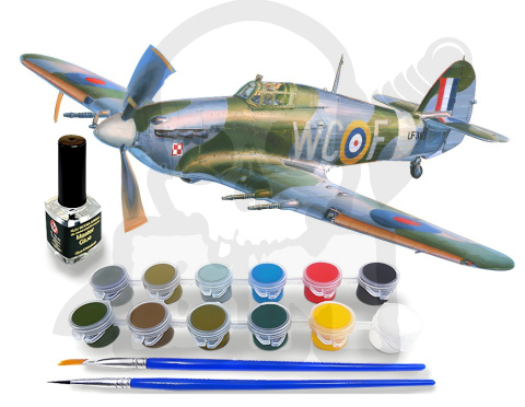 Mistercraft D-208 Starter Set Hurricane Mk.IIc 1:72 + farbki 2 pędzelki klej