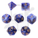 Kości RPG 7 szt. Dwukolorowe - Fioletowo-srebrne K4 6 8 10 12 20 i 00-90