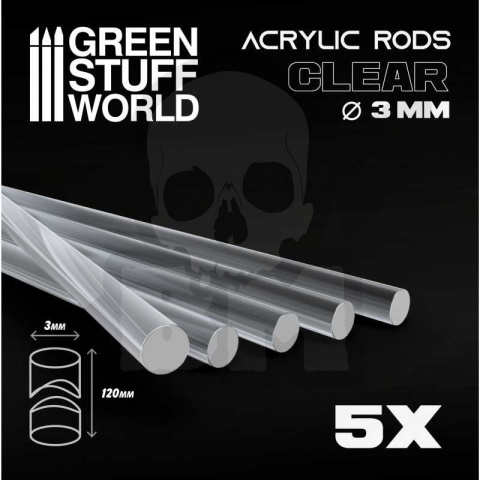 Acrylic Rods - Round 3 mm CLEAR x5