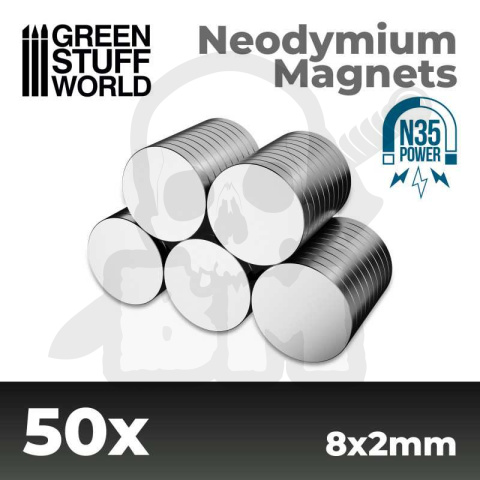 Magnesy neodymowe 8x2mm N35 50 szt.