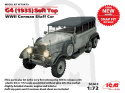 Mercedes G4 (1935 production) Soft Top WWII German Staff Car, snap fit/no glue 1:72