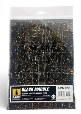 Ammo Mig 8774 Black Marble - Square Die-Cut Marble Tiles (2)