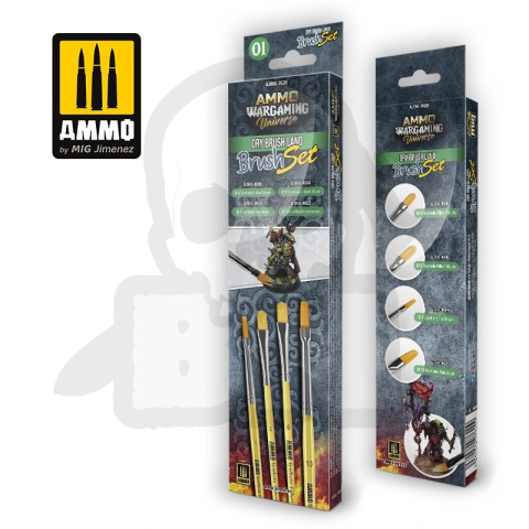 Zestaw pędzli Ammo Mig 7620 Dry Brush Land Brush Set