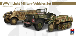 Hobby 2000 72705 WWII Light Military Vehicles Set Kubelwagen Willis Kettenkraftrad 1:72