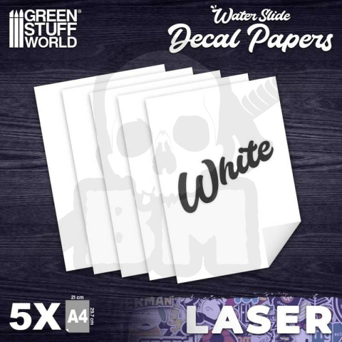 Waterslide Decals - Laser White - papier do druku kalkomanii