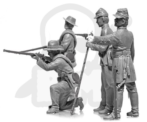 American Civil War Confederate Infantry 4 figures 1:35