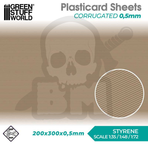 Plasticard - CORRUGATED 0.5mm Textured Sheet - A4