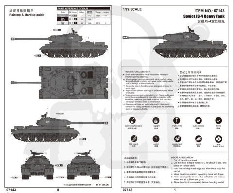 Trumpeter 07143 Soviet IS-4 Heavy Tank 1:72
