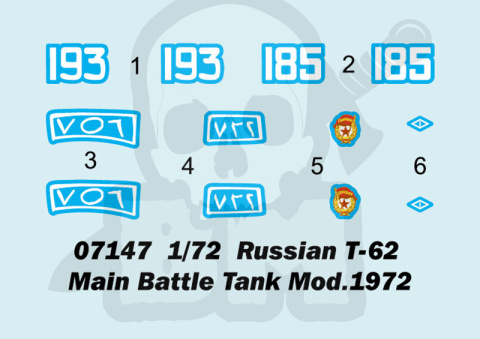 Trumpeter 07147 Russian T-62 Main Battle Tank Mod.1972 1:72