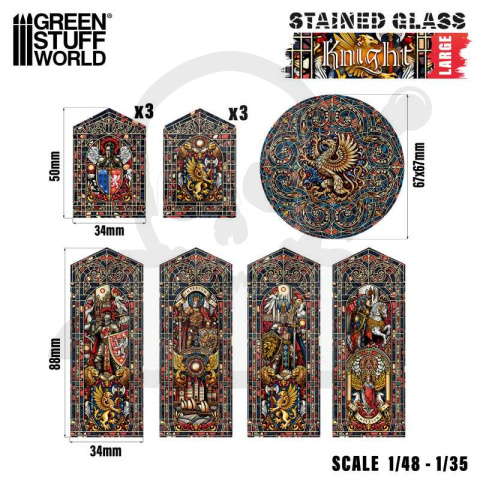 Knight Stained Glass - Large - duże witraże rycerzy