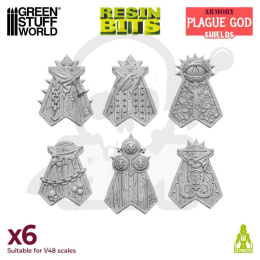 3D Printed Set - Plague God Shields - tarcze 6 szt. Shields of Decay