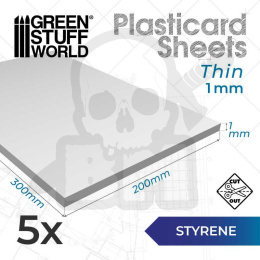 Styrene sheets 1 mm Pack x5