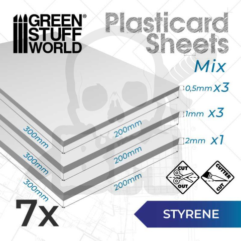 HIPS Styrene sheets Variety pack 200x300mm 7 szt.