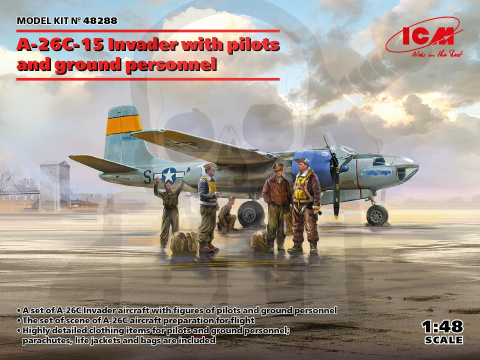 A-26C-15 Invader with pilots and ground personnel 1:48