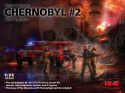 Chernobyl#2 Fire Fighters AC-40-137A firetruck & 4 figures & diorama base with background 1:35