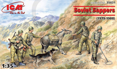 Soviet Sappers (1979-1988) - 3 soldiers, 1 sapper, donkey dog 1:35