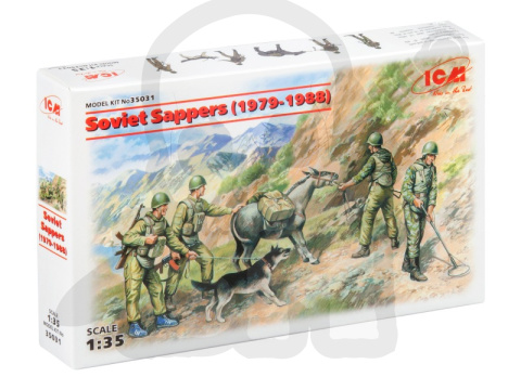 Soviet Sappers (1979-1988) - 3 soldiers, 1 sapper, donkey dog 1:35