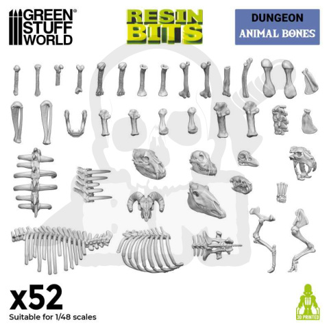 3D printed set Animal Bones 1:48 - kości zwierząt 52 szt.