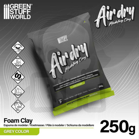 Air Dry Foam Clay 250gr. - Grey - szara glinka