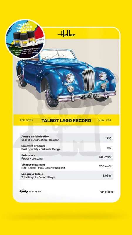 Heller 56711 Starter Set - Talbot Lago Record 1:24 Heller 56711 Starter Set - Talbot Lago Record 1:24