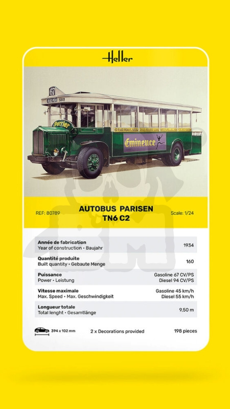 Heller 80789 Autobus Parisien TN6 C2 1:24 Heller 80789 Autobus Parisien TN6 C2 1:24
