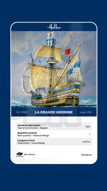 Heller 80841 Francuska karaka La Grande Hermine 1:150 Heller 80841 Francuska karaka La Grande Hermine 1:150