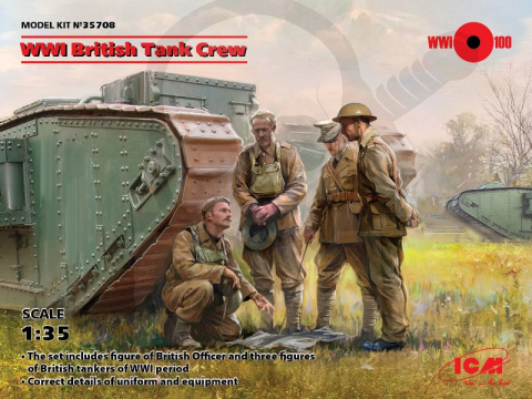 WWI British Tank Crew 4 figures 1:35