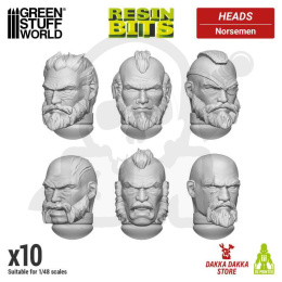 3D printed set - DakkaDakka - Norsemen Heads - główki 10 szt.