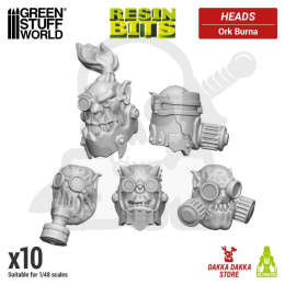 3D printed set - DakkaDakka - Ork Burna Heads główki orków 12 szt.