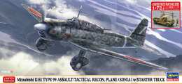 Hasegawa 02452 Mitsubishi Ki-51 Type 99 Assault/Tactical Recon. Plane (Sonia) w/ Starter Truck 1:72