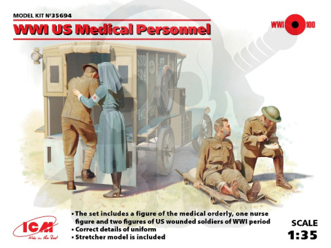 WWI US Medical Personnel 4 figures 1:35