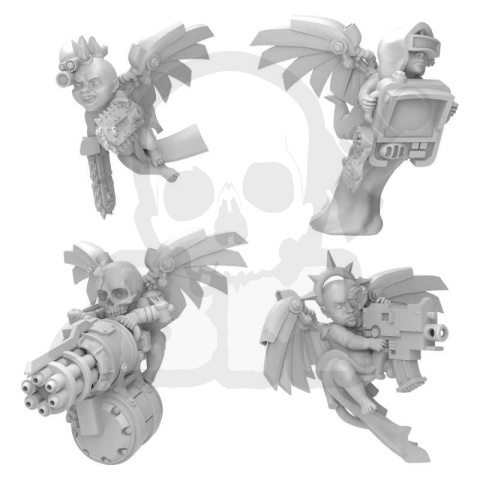 3D printed set - Cherubs 40k - Cyber Cherubs Servitors - 4 szt.