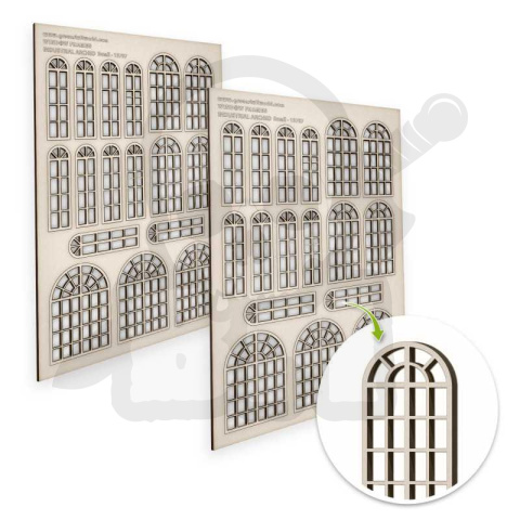 Industrial Arched Miniature Windows - Small - małe okna przemysłowe łukowe